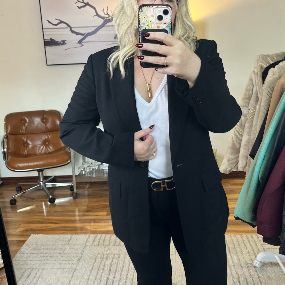 100% wool vintage 90s Liz Claiborne Black Women's Blazer jacket sz 12 timeless